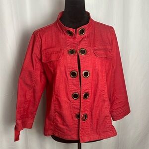 LAL Live A Little Large Gromett red Denim jacket size L